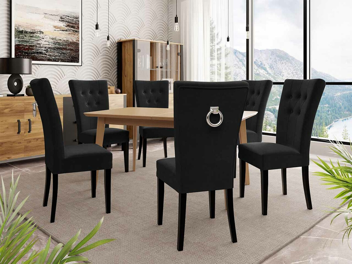 Conjunto de comedor Racine 144 (Negro + Magic Velvet 2219)