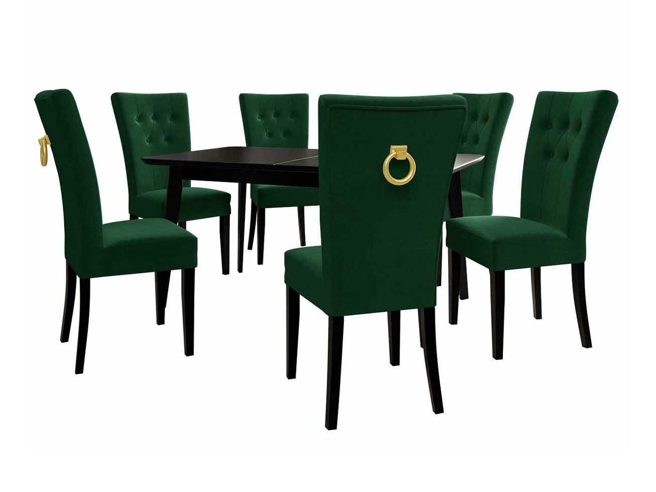 Conjunto de comedor Racine 144 (Negro + Magic Velvet 2225)