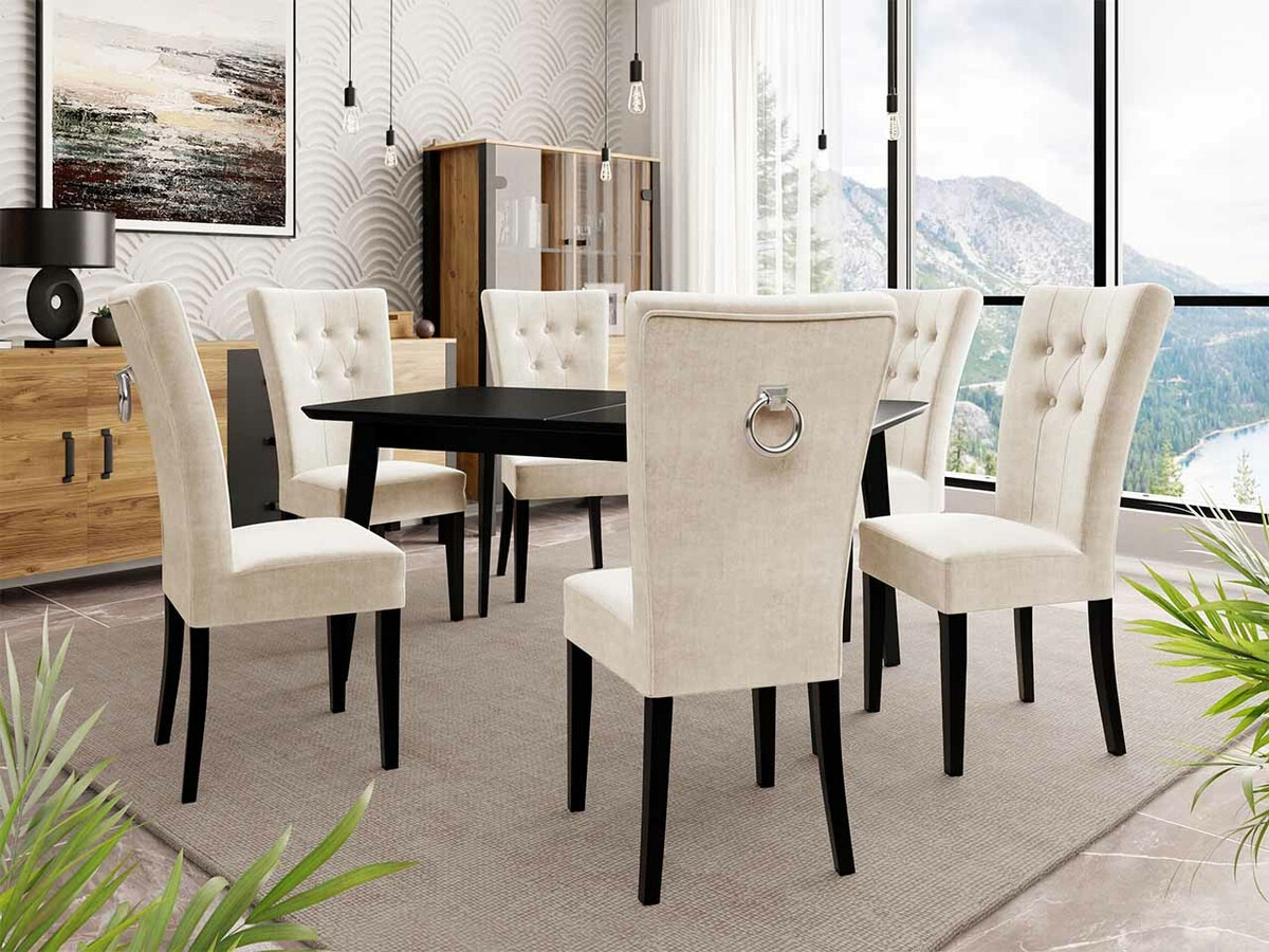Conjunto de comedor Racine 144 (Negro + Magic Velvet 2250)