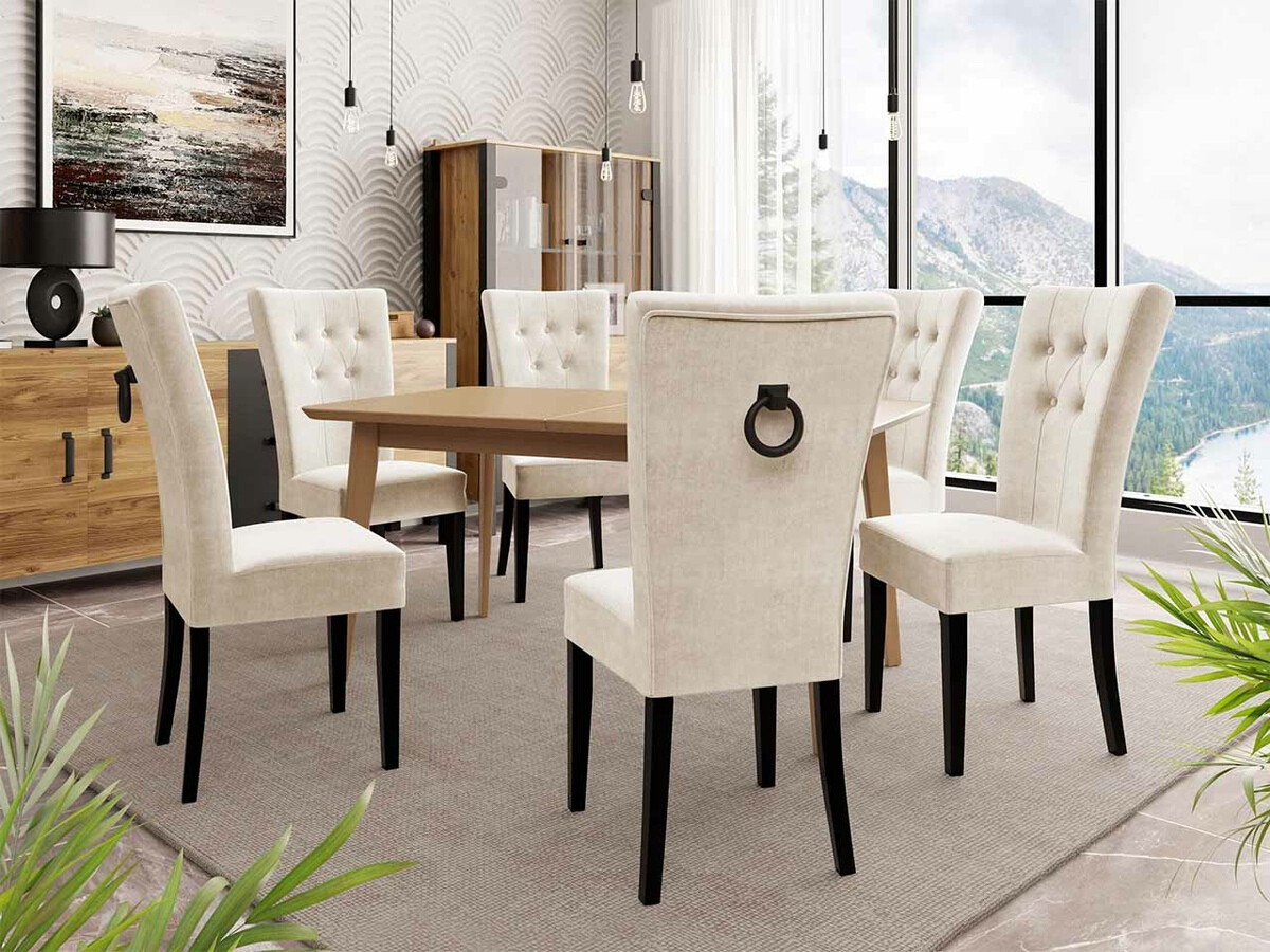 Conjunto de comedor Racine 144 (Negro + Magic Velvet 2250)