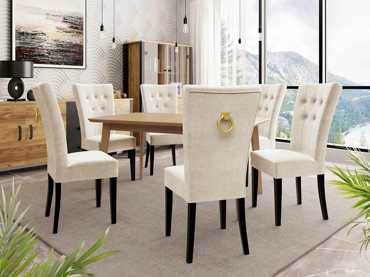 Conjunto de comedor Racine 144 (Negro + Magic Velvet 2250)