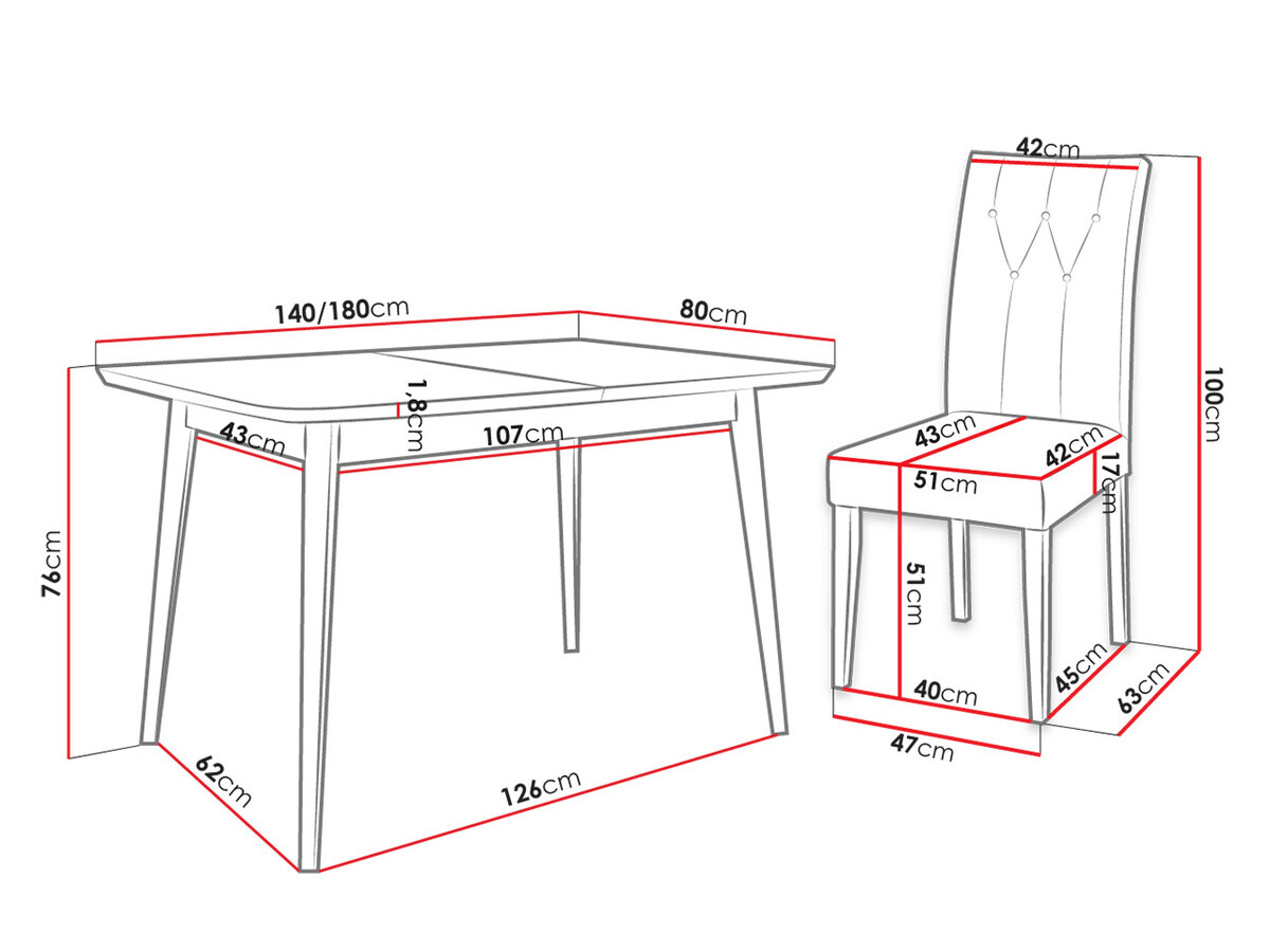 Conjunto de comedor Racine 144 (Negro + Magic Velvet 2258)