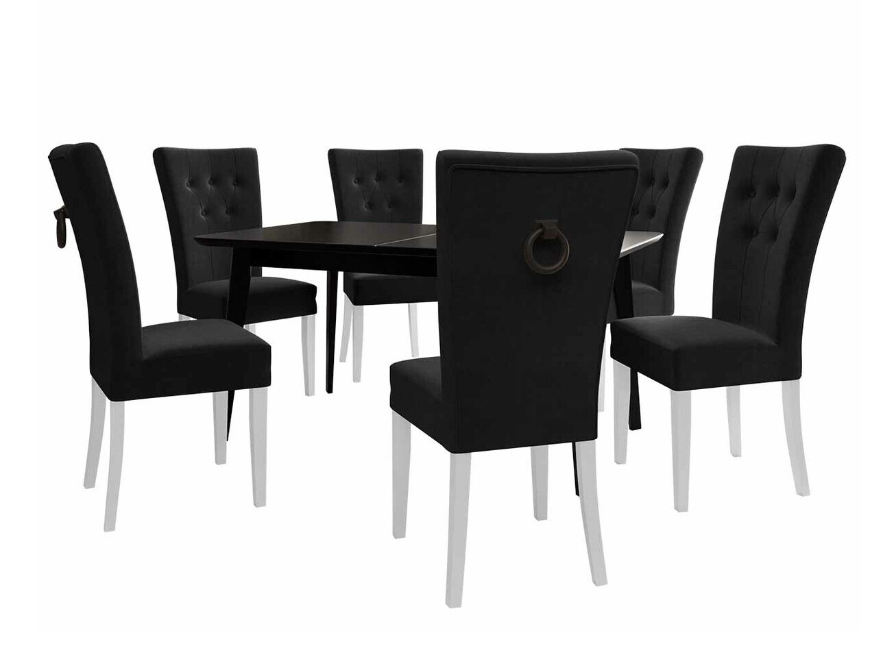 Conjunto de mesas y sillas para comedor Racine 144 (Blanco + Magic Velvet 2219)