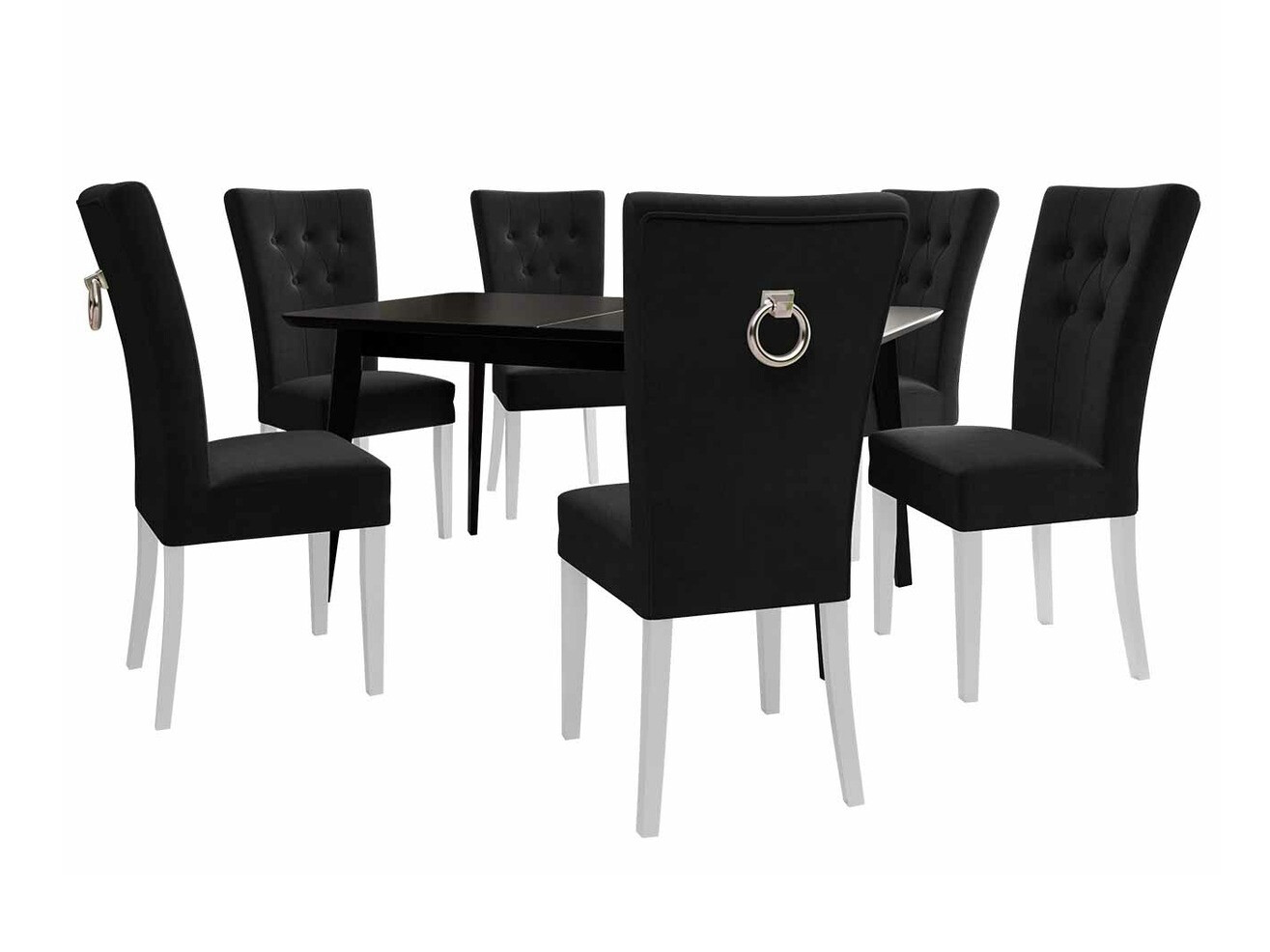 Conjunto de mesas y sillas para comedor Racine 144 (Blanco + Magic Velvet 2219)