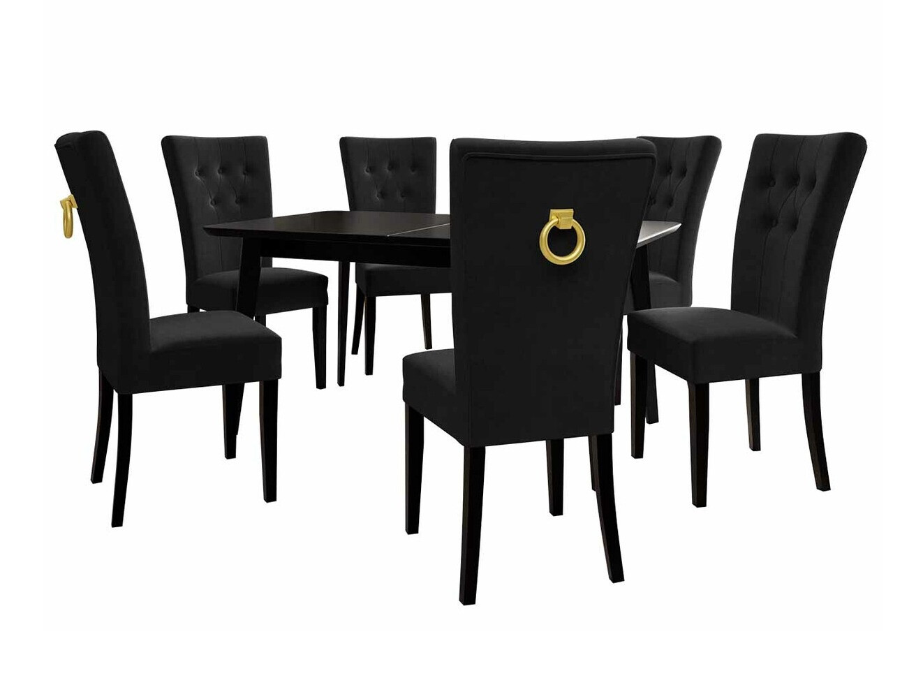 Conjunto de mesas y sillas para comedor Racine 144 (Negro + Magic Velvet 2219)