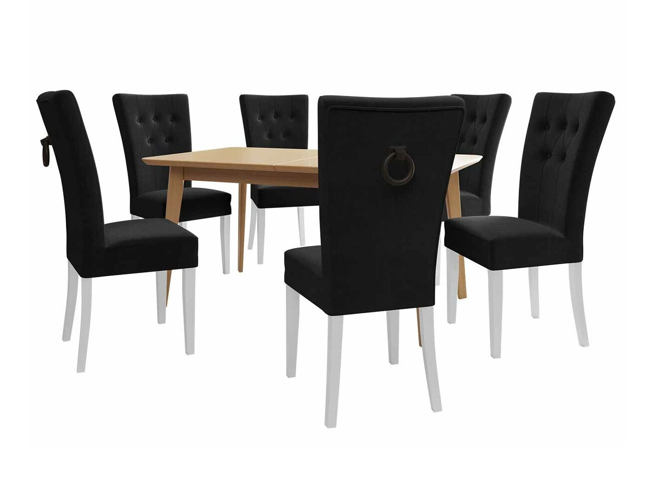 Conjunto de mesas y sillas para comedor Racine 144 (Negro + Magic Velvet 2219)