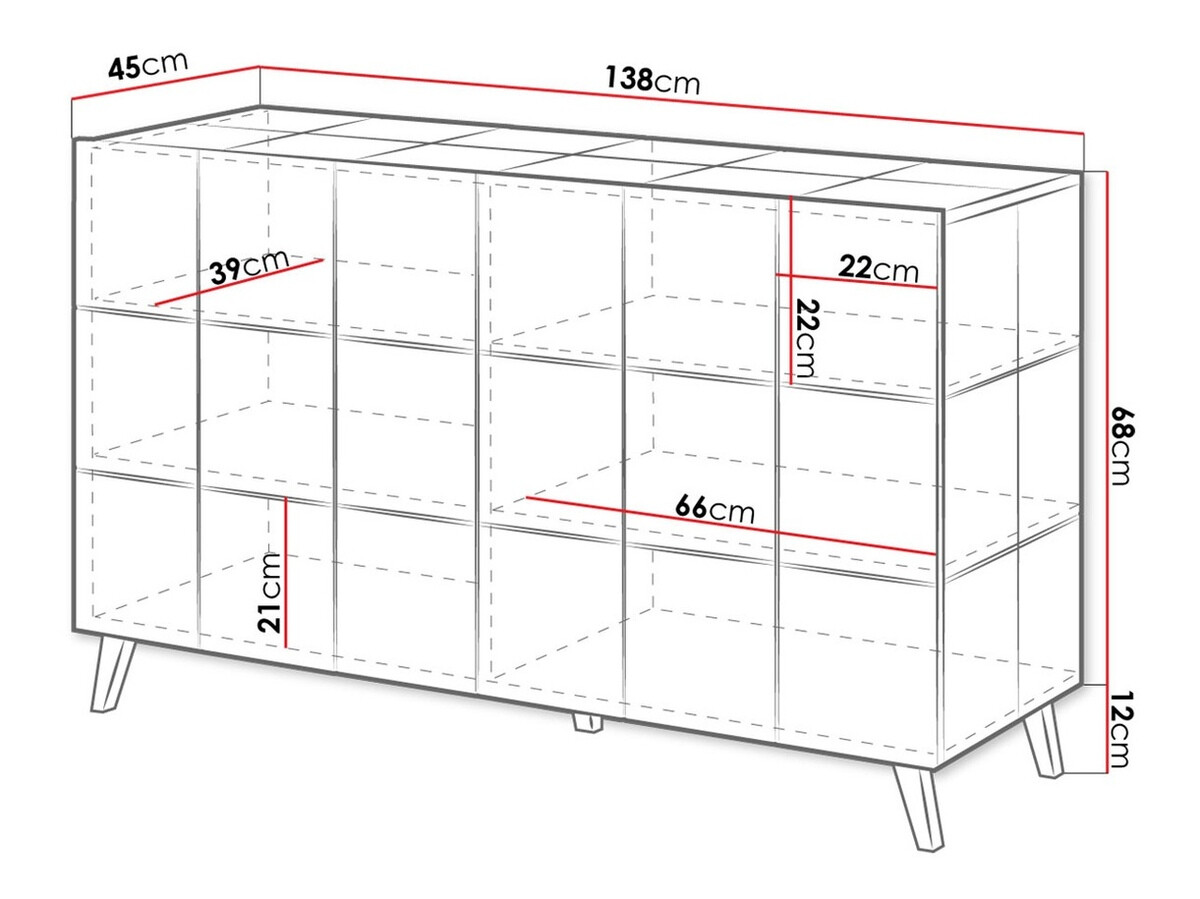 Aparador Charlotte 132 (Negro brillante)