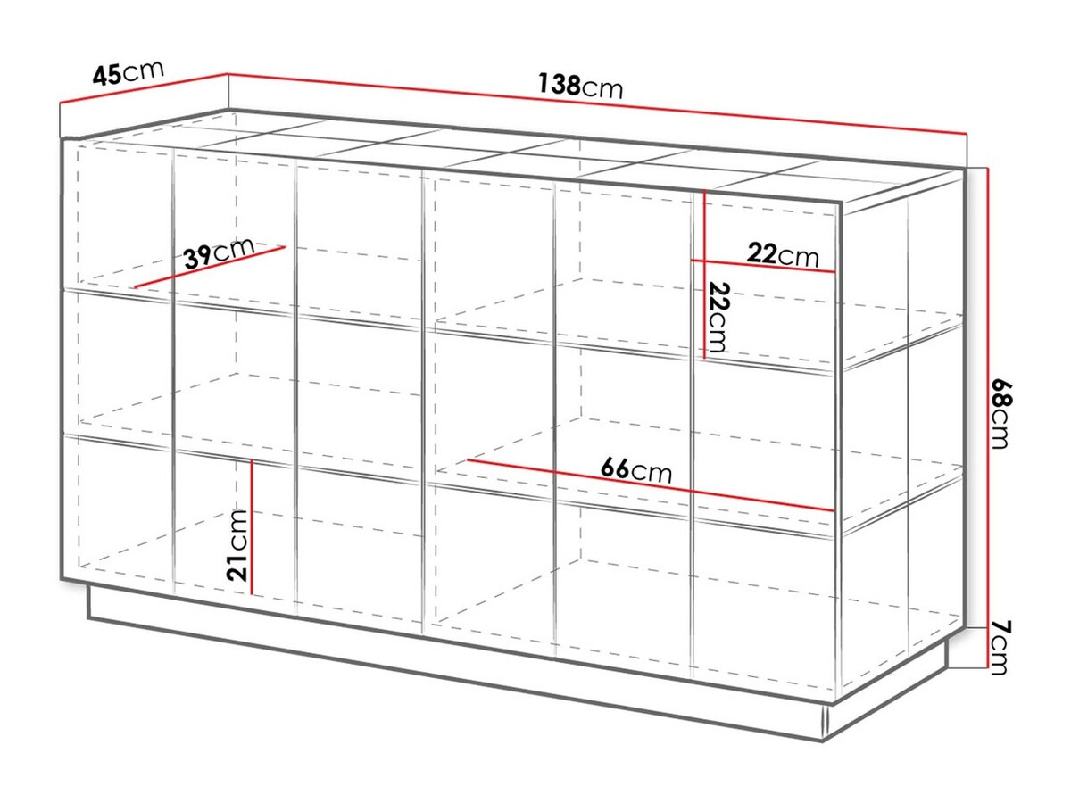 Aparador Charlotte 132 (Negro brillante)