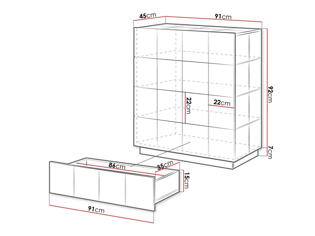 Cómoda Charlotte 133 (Negro brillante)