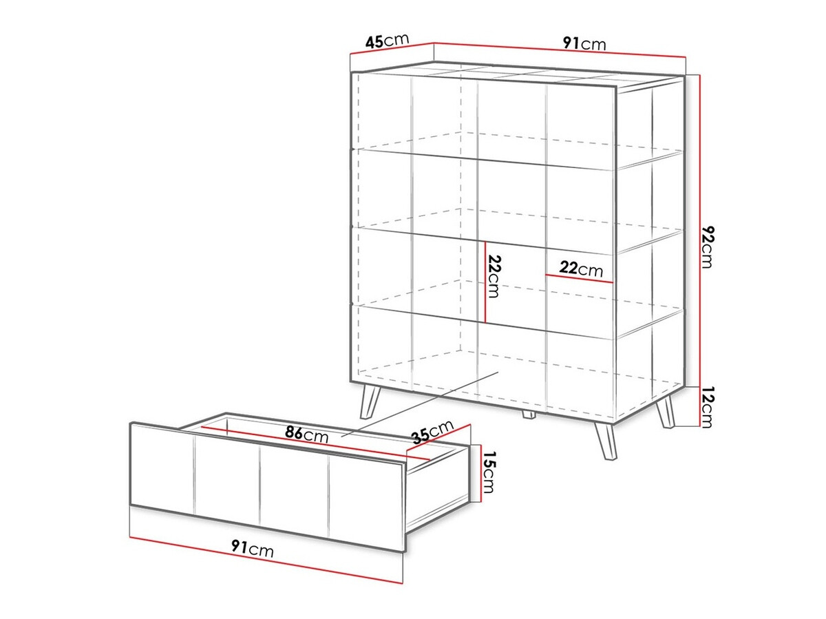 Cómoda Charlotte 133 (Negro brillante)
