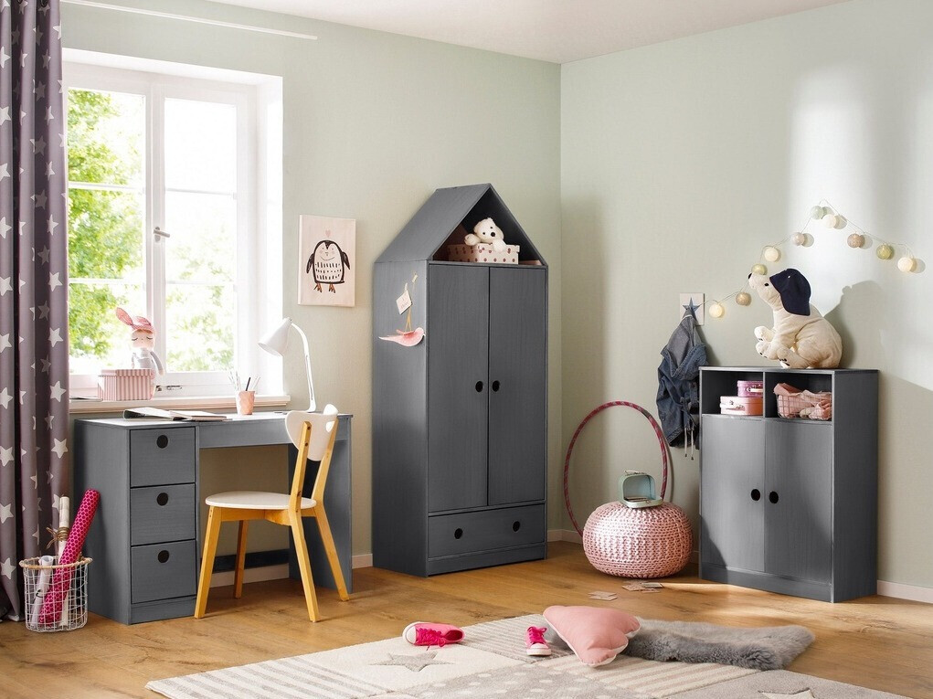 Conjunto de dormitorio infantil Ruvfiva 120 (Gris)