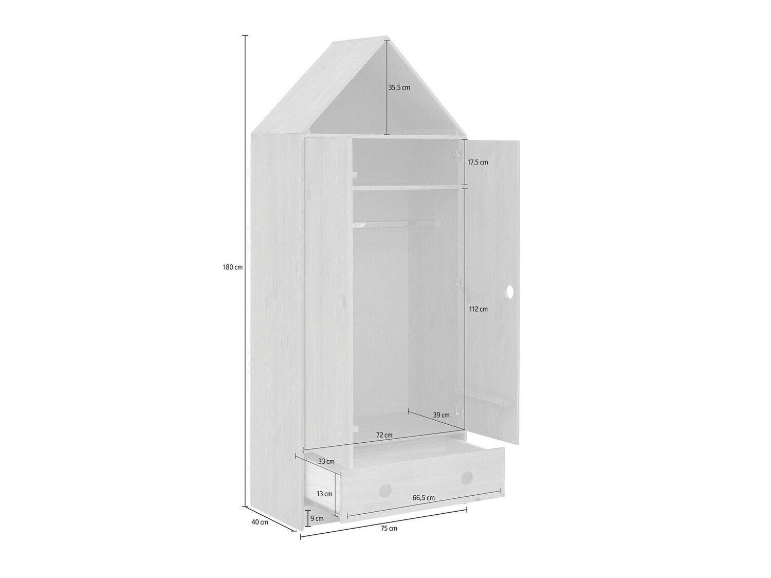 Conjunto de dormitorio infantil Ruvfiva 120 (Gris)