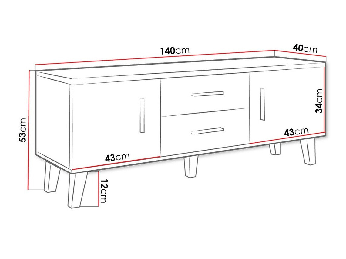 Mueble TV Larfloi 103 (Roble wotan + Negro)