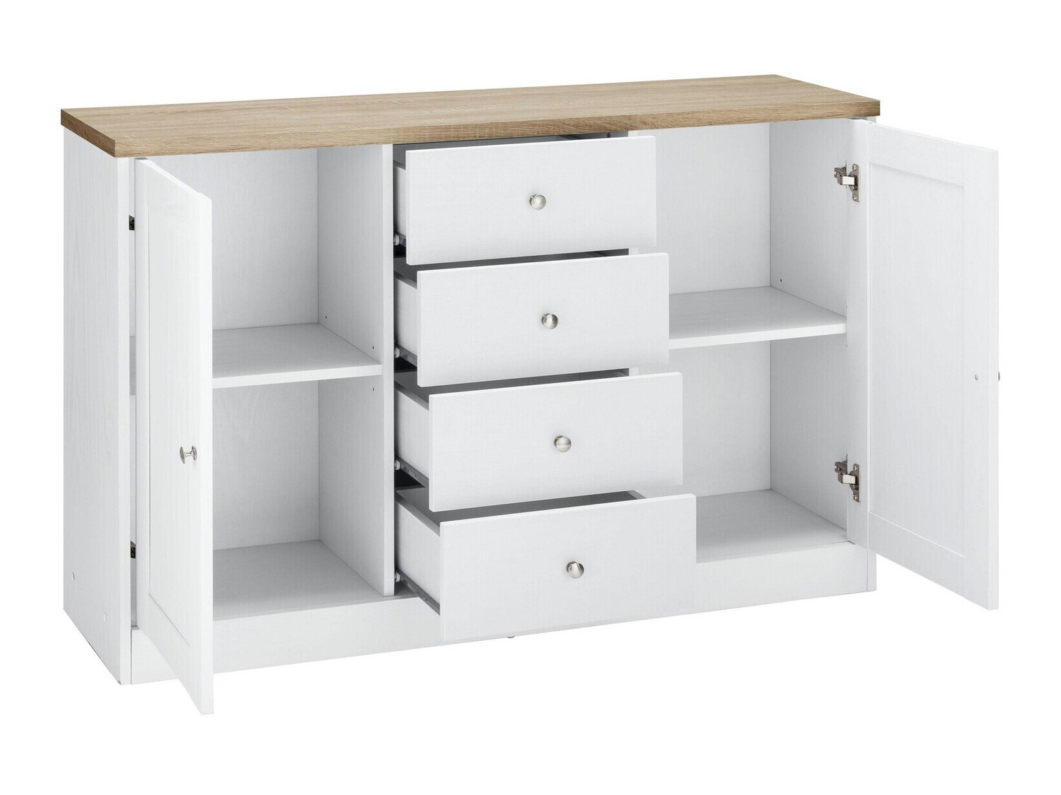 Cómoda Cirtene 105 (Blanco + Roble)