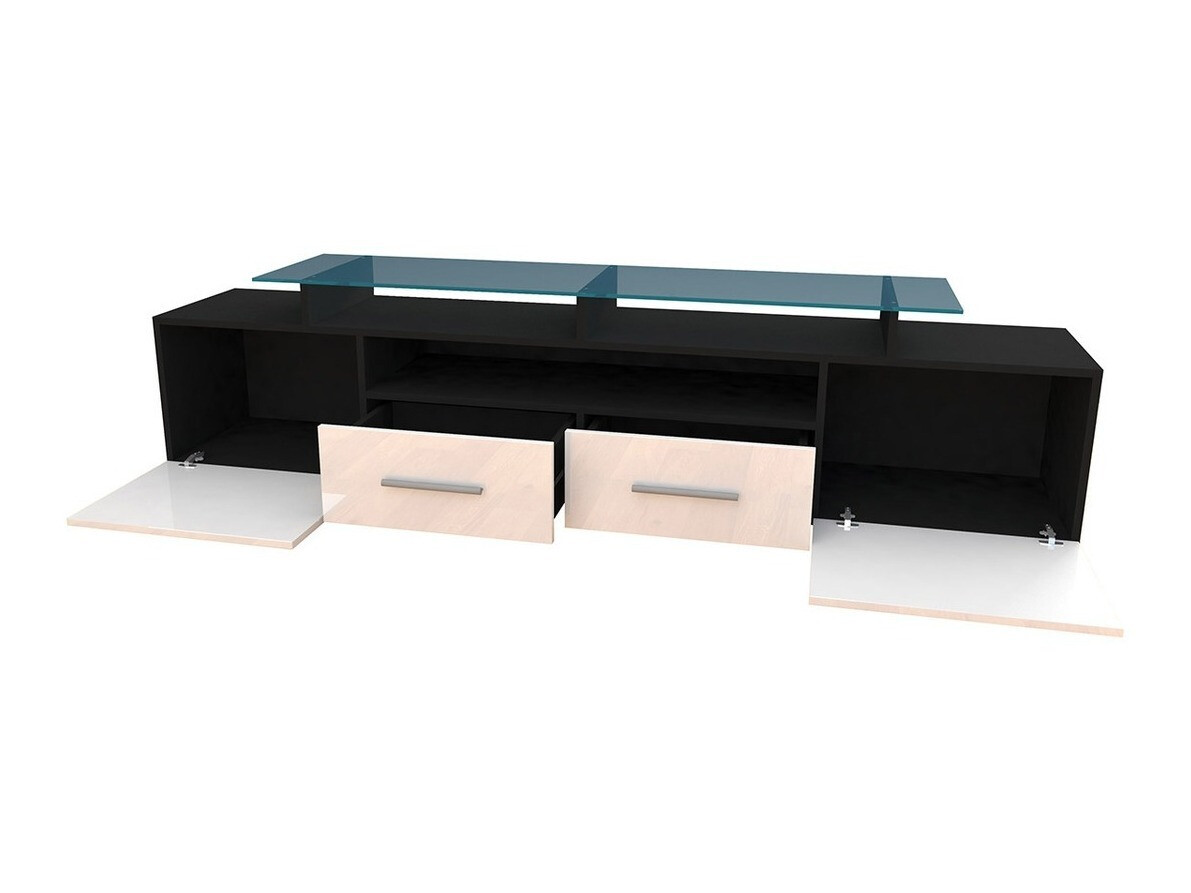 Mueble TV Charlotte 117 (Blanco + Blanco brillante)