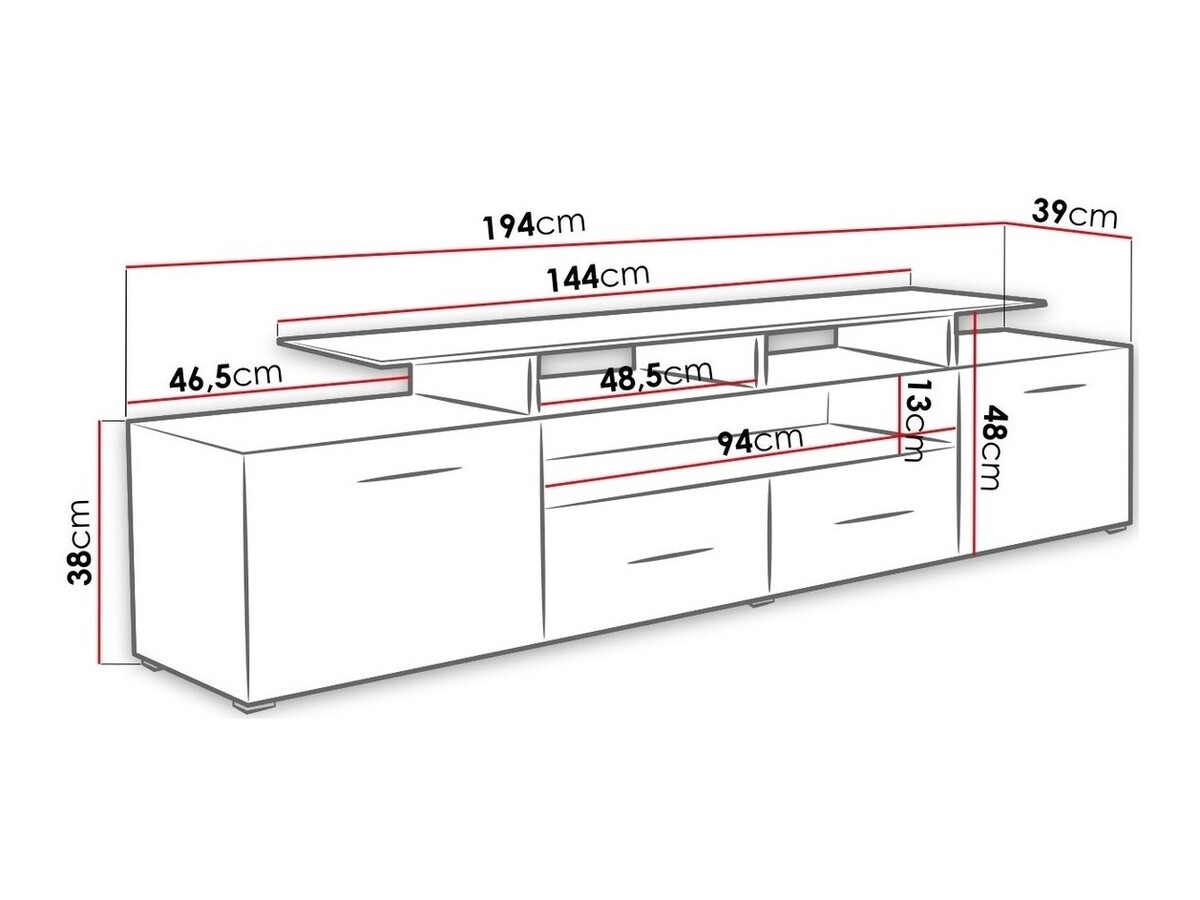 Mueble TV Charlotte 117 (Negro + Gris brillante)