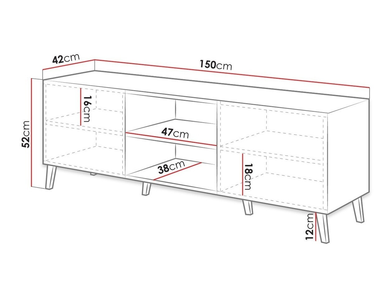 Mueble TV Charlotte 144 (Blanco + Blanco brillante)