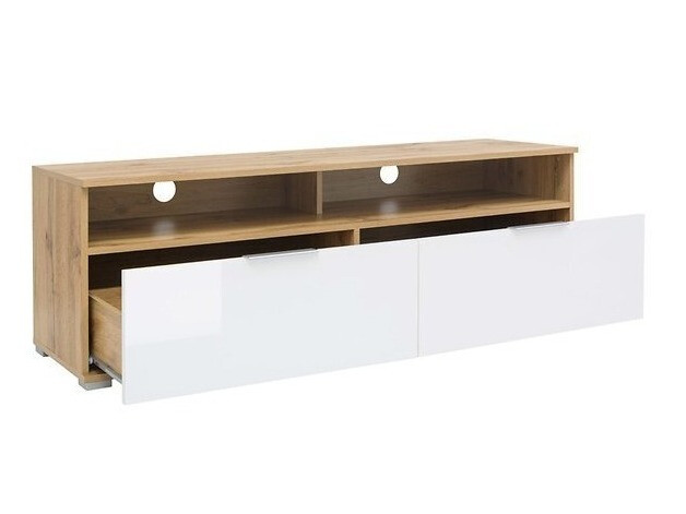 Mueble TV Tivetra 109 (Roble wotan + Blanco brillante)