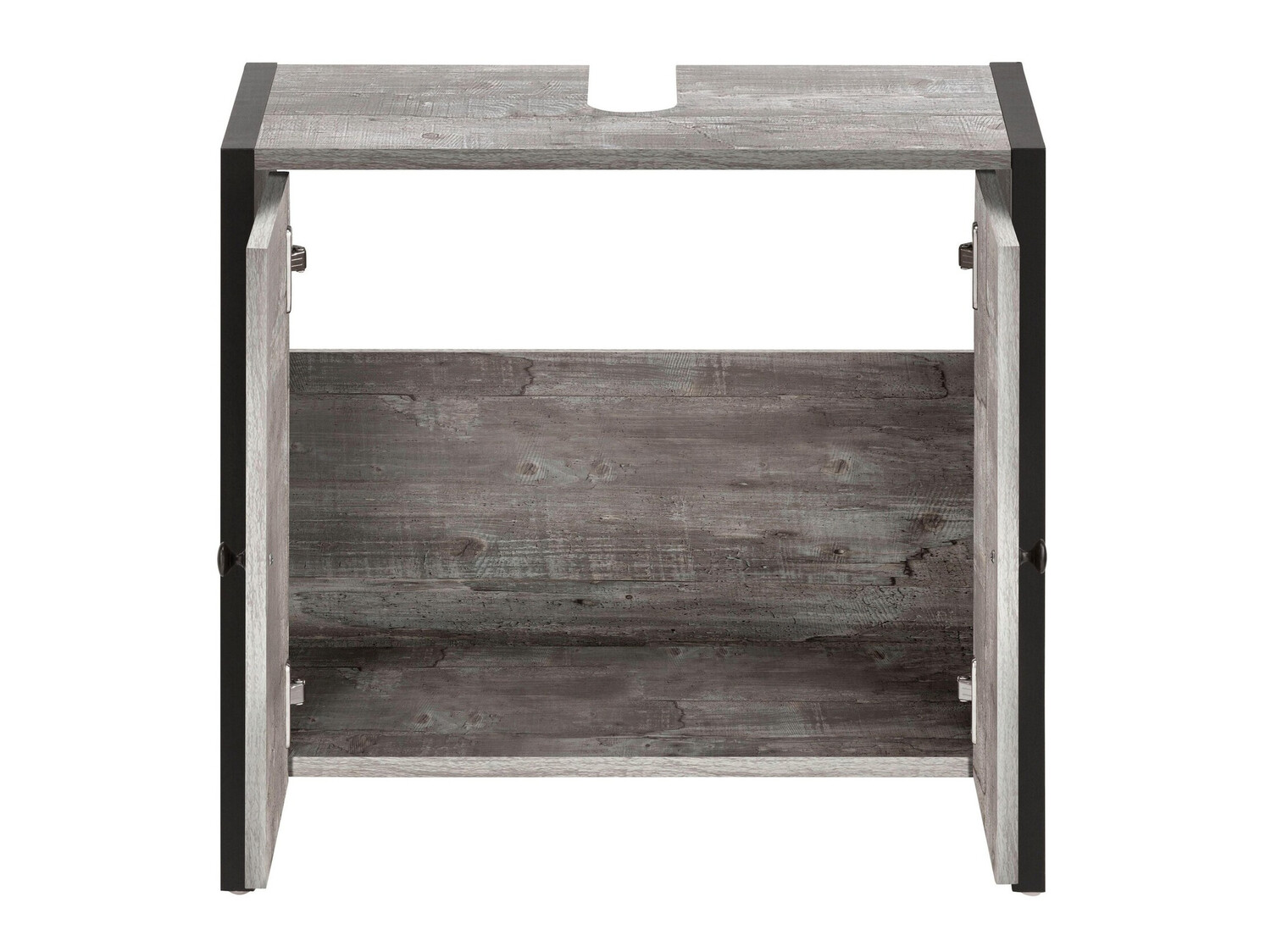 Armario de baño de pie para lavabo Larnovo 113 (Roble gris + Negro)