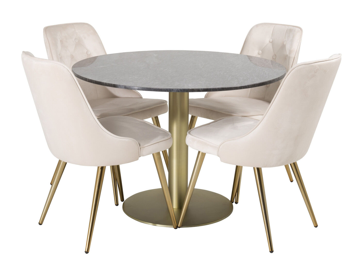 Conjunto de comedor Dallas 370 (Beige + Latón)