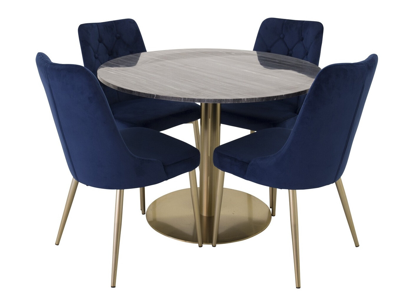 Conjunto de mesas y sillas para comedor Dallas 370 (Azul + Dorado)