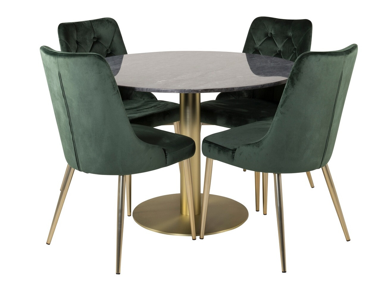Conjunto de mesas y sillas para comedor Dallas 370 (Verde + Dorado)
