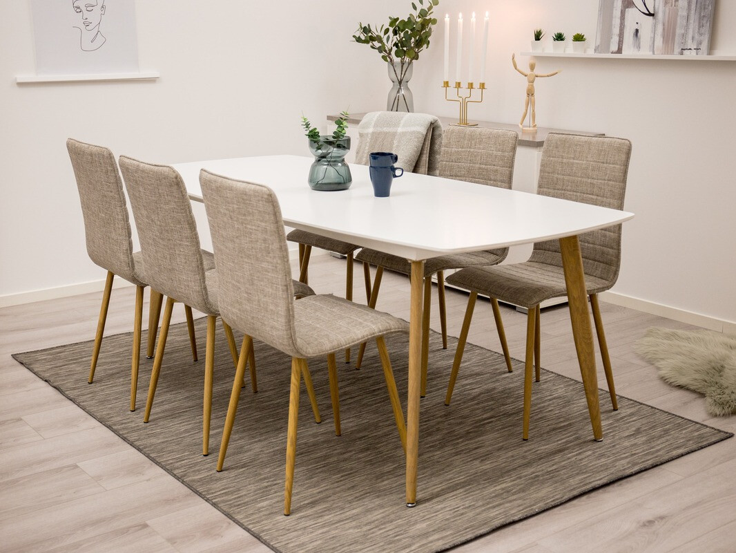 Mesa Dallas 131 (Blanco + roble)