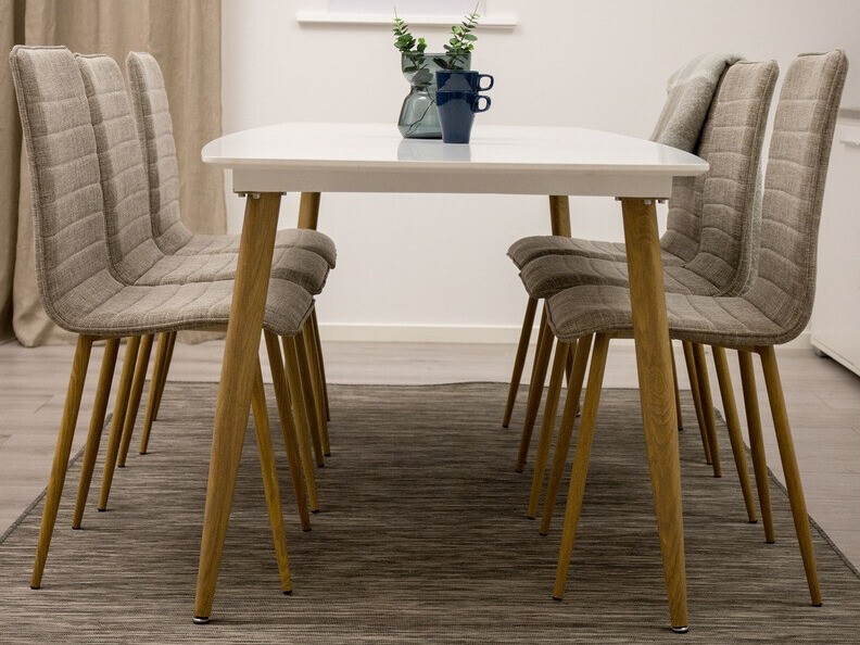 Mesa Dallas 131 (Blanco + roble)