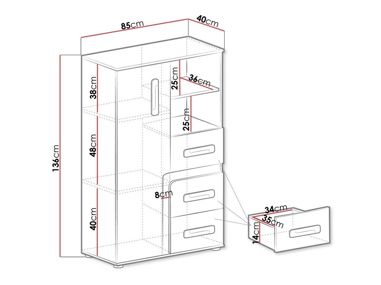 Cómoda Aviseve 101 (Antracita + Blanco)