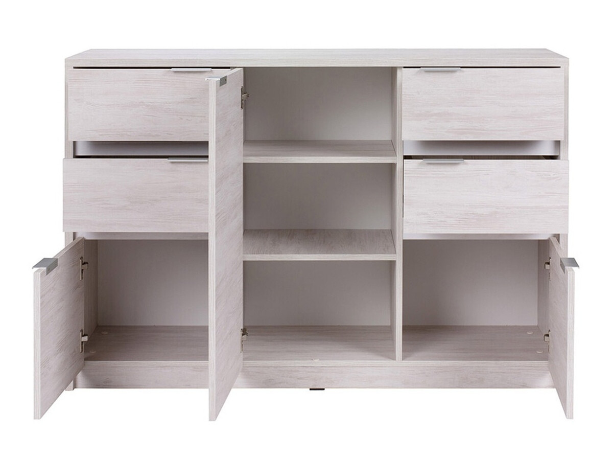 Cómoda Fivelbo 101 (Roble blanqueado + Blanco brillante)