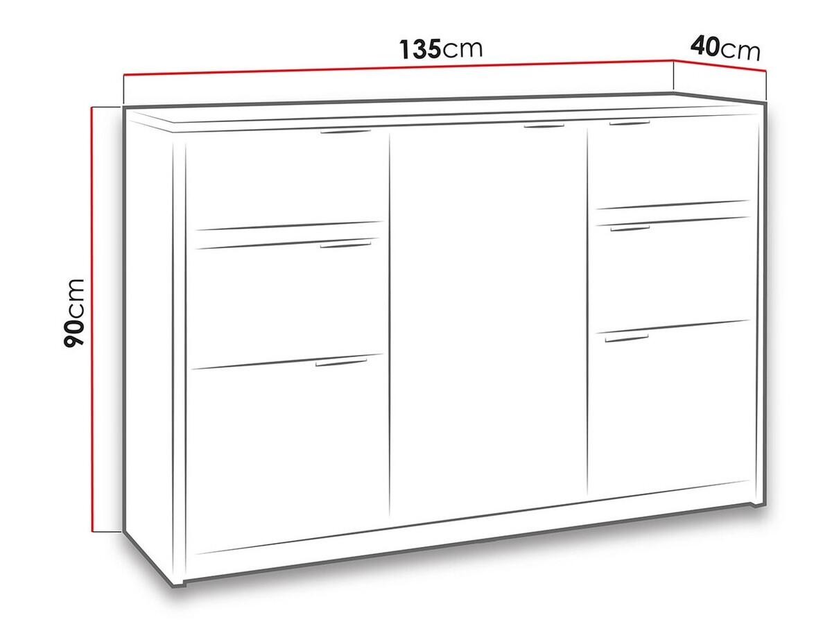 Cómoda Fivelbo 101 (Roble del Monastery + Negro brillante)