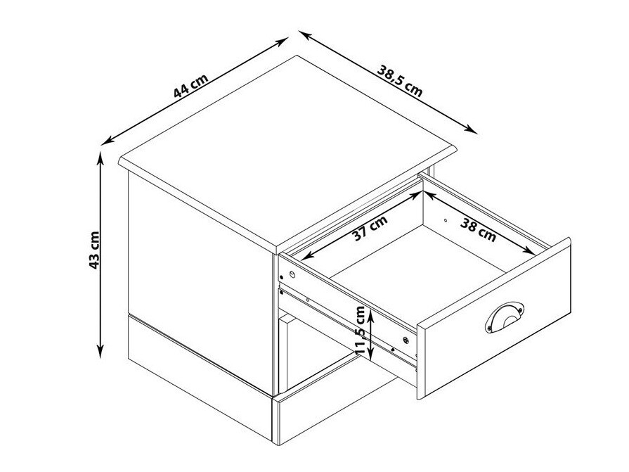 Mesilla de noche Denton 1427 (Blanco + Luminoso madera)