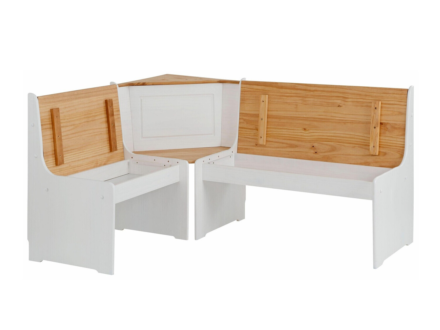 Banco esquinero Denton 204 (Blanco + Pino)