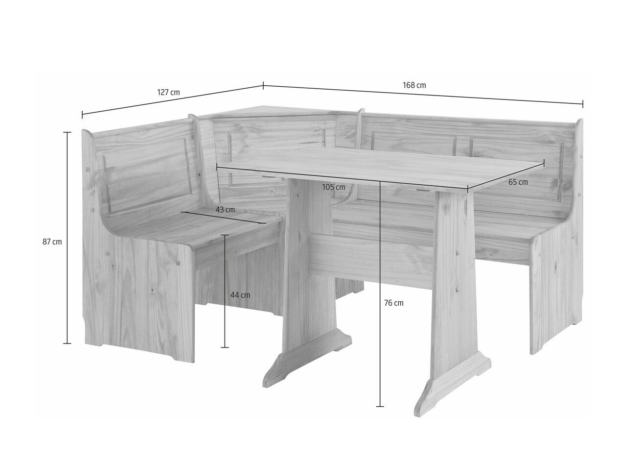 Banco esquinero Denton 204 (Blanco + Pino)