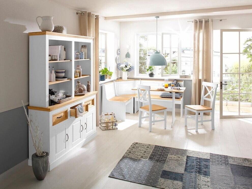 Banco esquinero Denton 204 (Blanco + Pino)