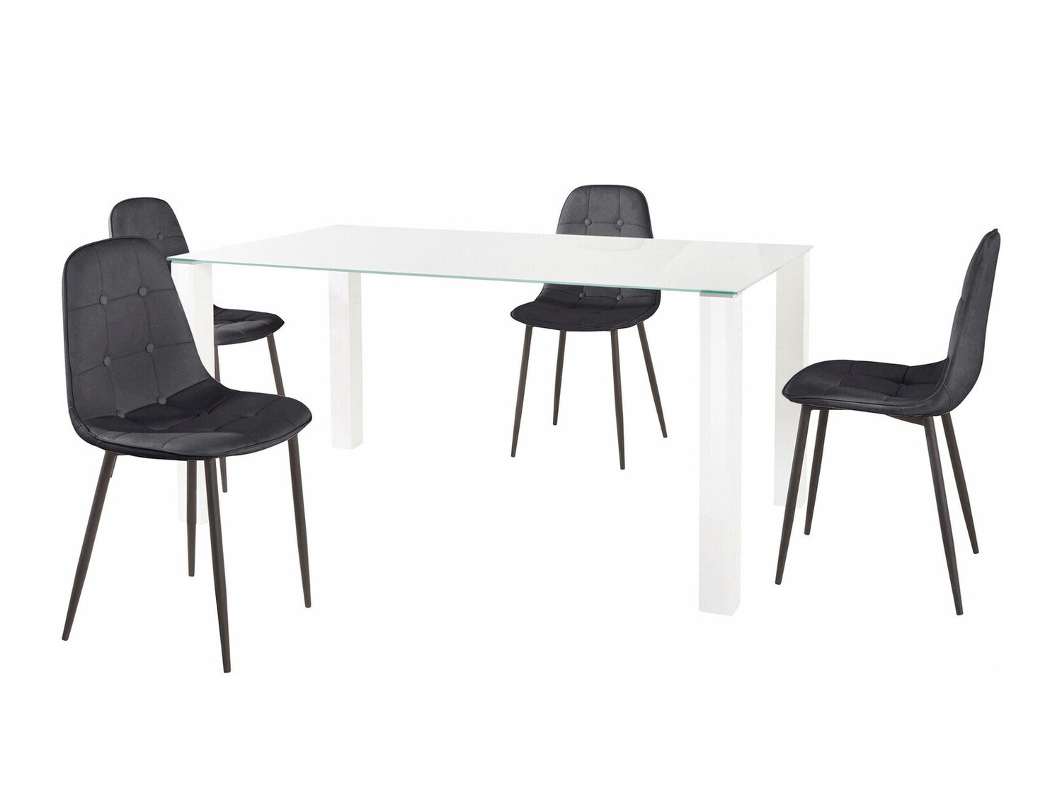 Conjunto de comedor Denton 268 (Blanco + Negro)