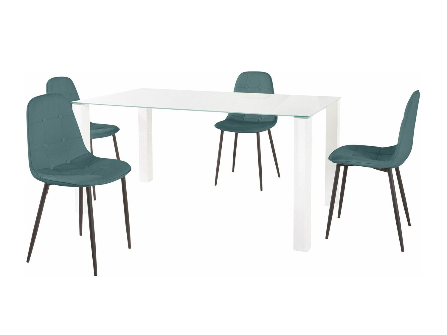 Conjunto de mesas y sillas para comedor Denton 268 (Blanco + Negro + Turquesa)