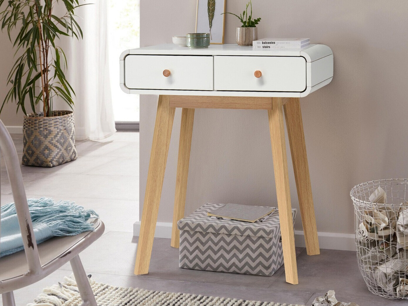 Consola Elbtena 106 (Blanco + Roble)