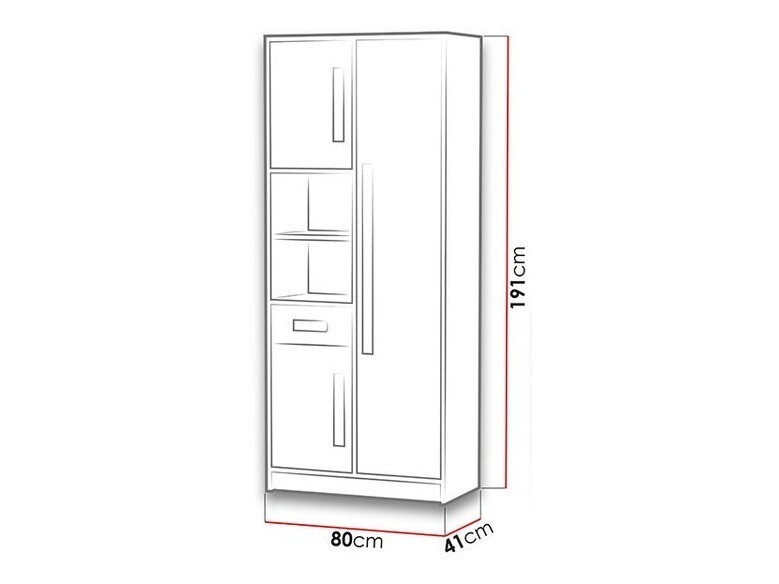 Estantería Akron C101 (Gris + Blanco + Rojo)