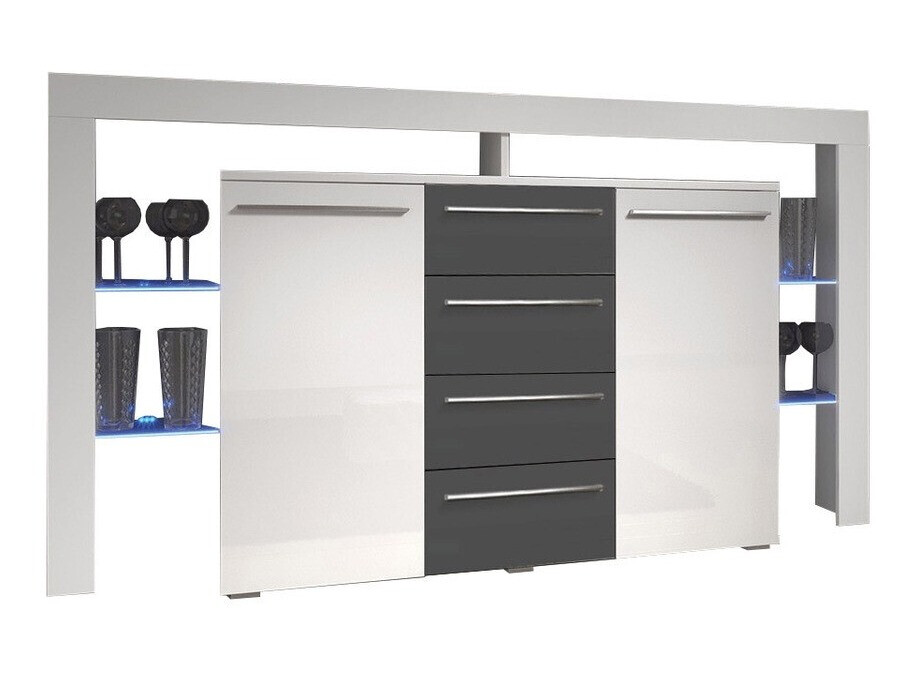 Cómoda Aestas (Blanco + Gris brillante)