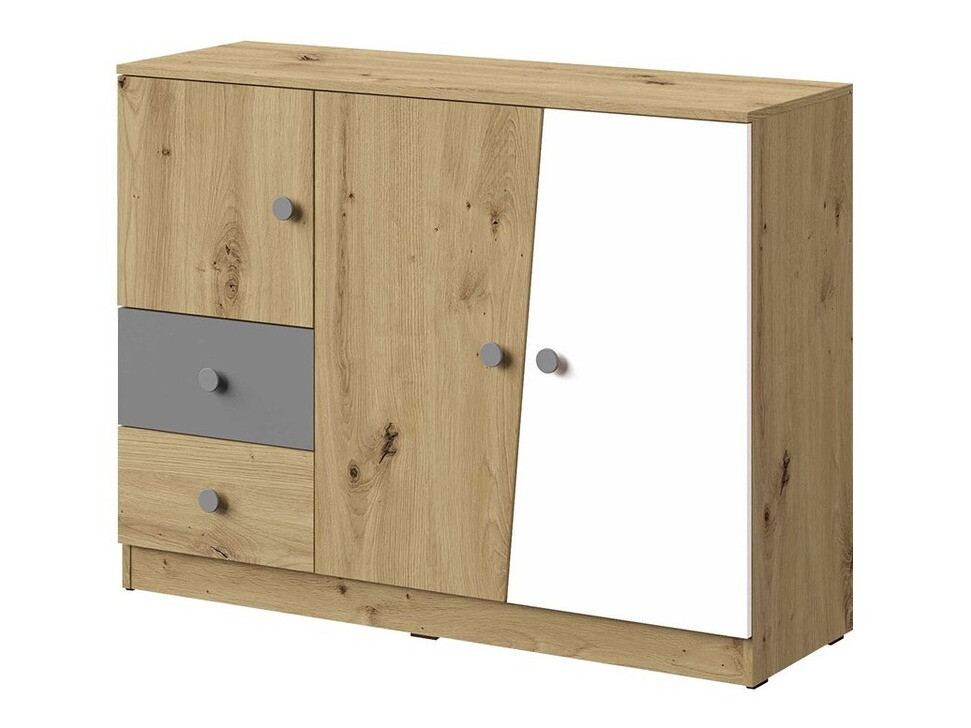 Cómoda Almira 106 (Roble Artisan + Blanco + Gris)