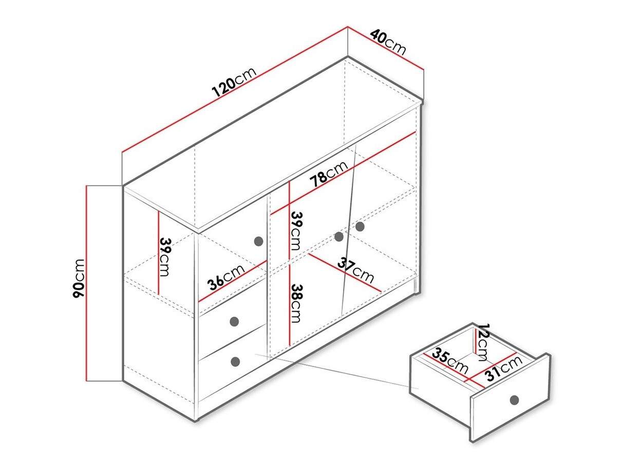 Cómoda Almira 106 (Roble Artisan + Blanco)