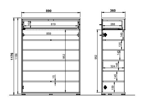 Cómoda Nuveno 100 (Blanco + Navarra roble)