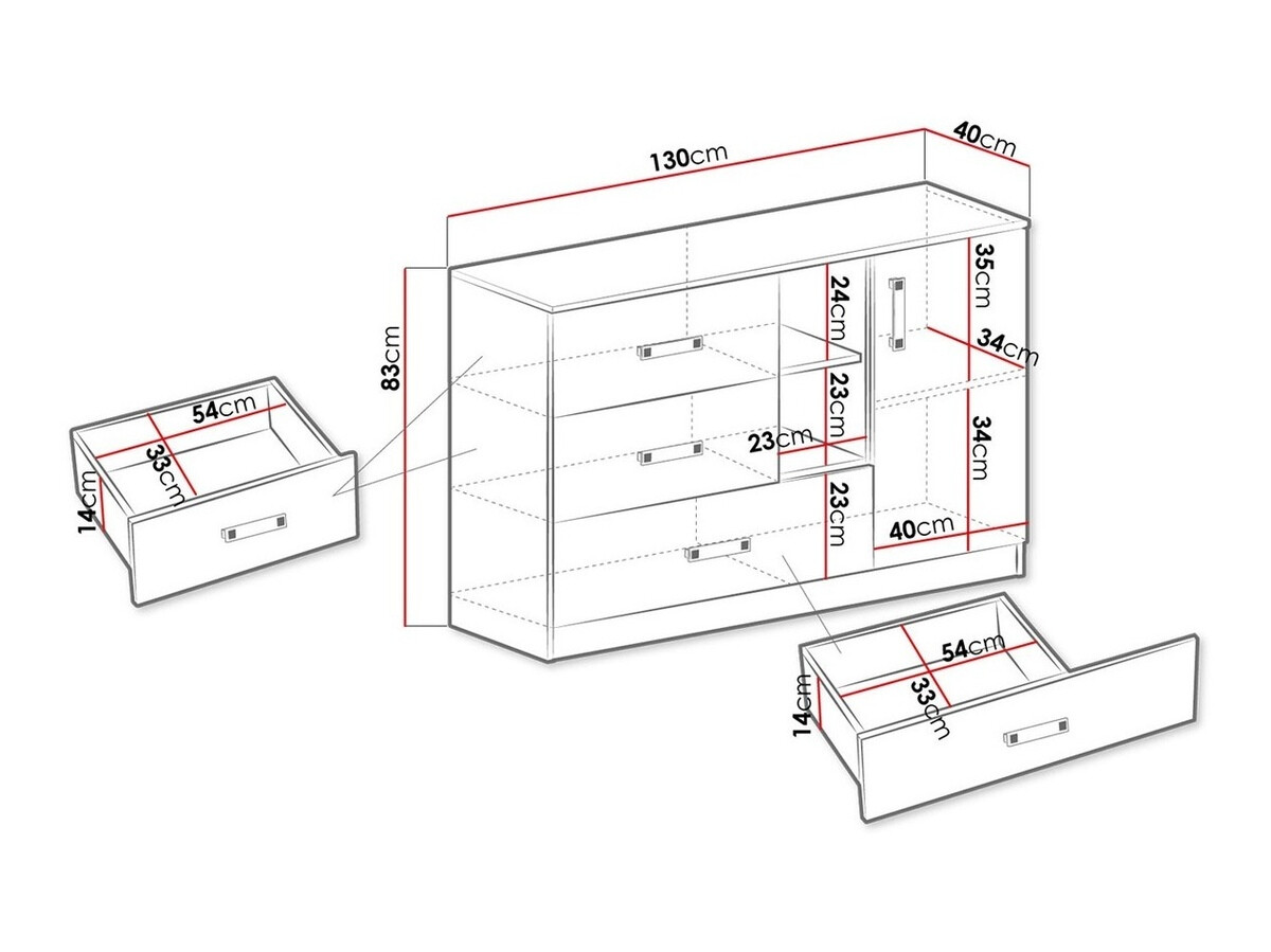 Cómoda Sorviru 101 (Blanco + Rosa)
