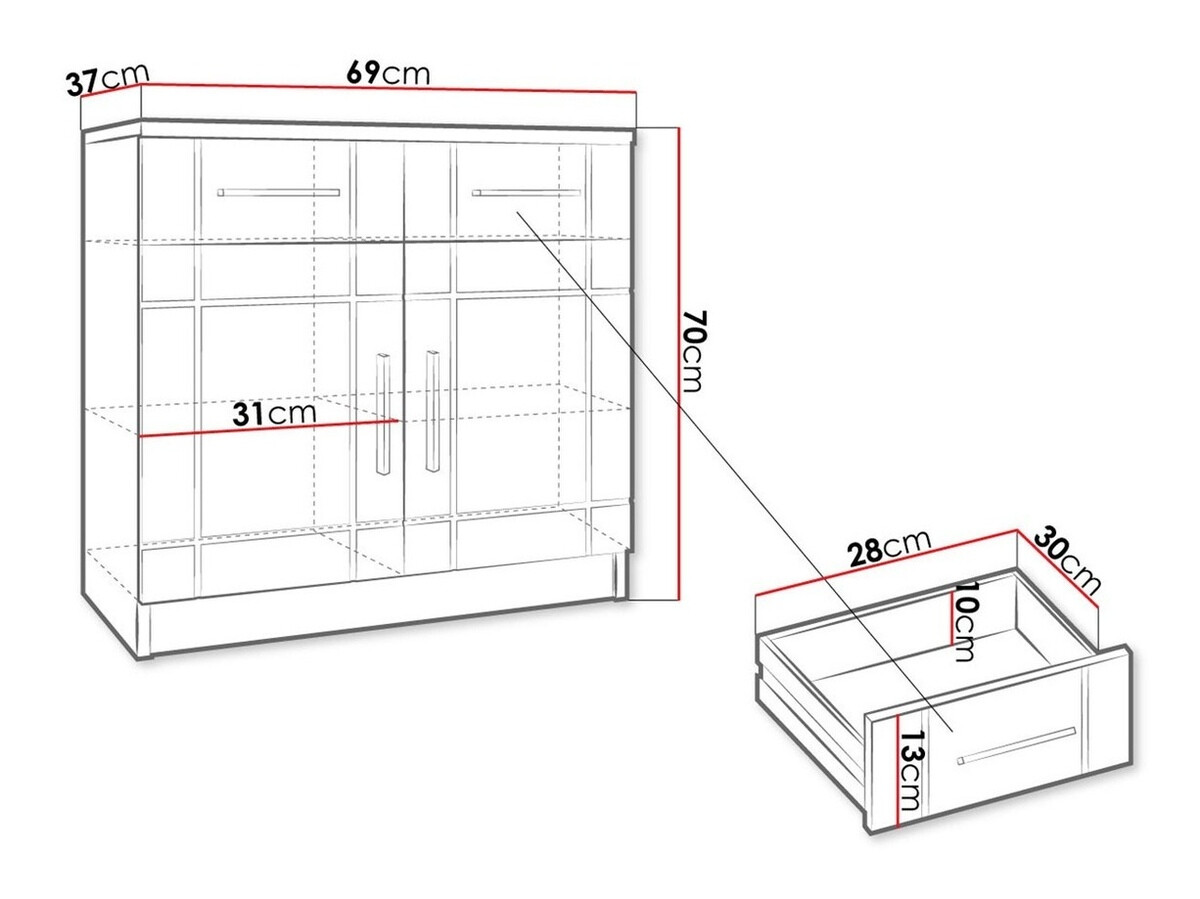 Cómoda Tucson 144 (Roble Sonoma + Blanco)