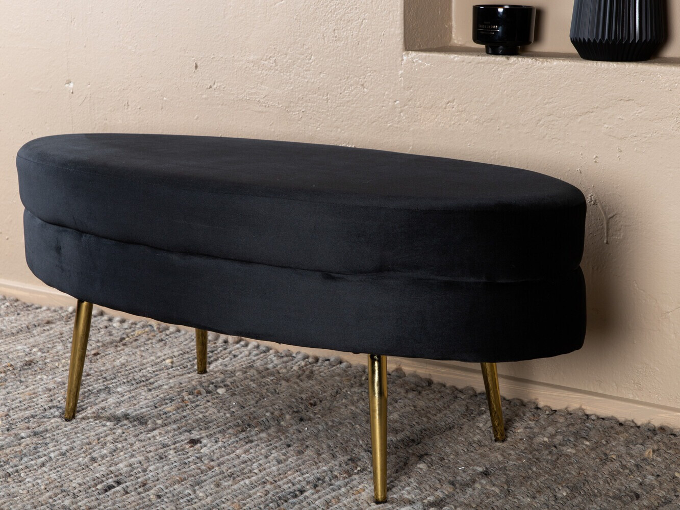 Banco tapizado Dallas 2920 (Negro + Latón)