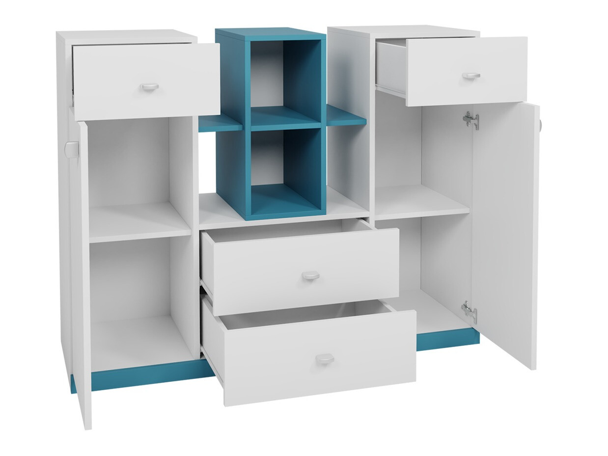 Cómoda Omaha E109 (Blanco + Turquesa)
