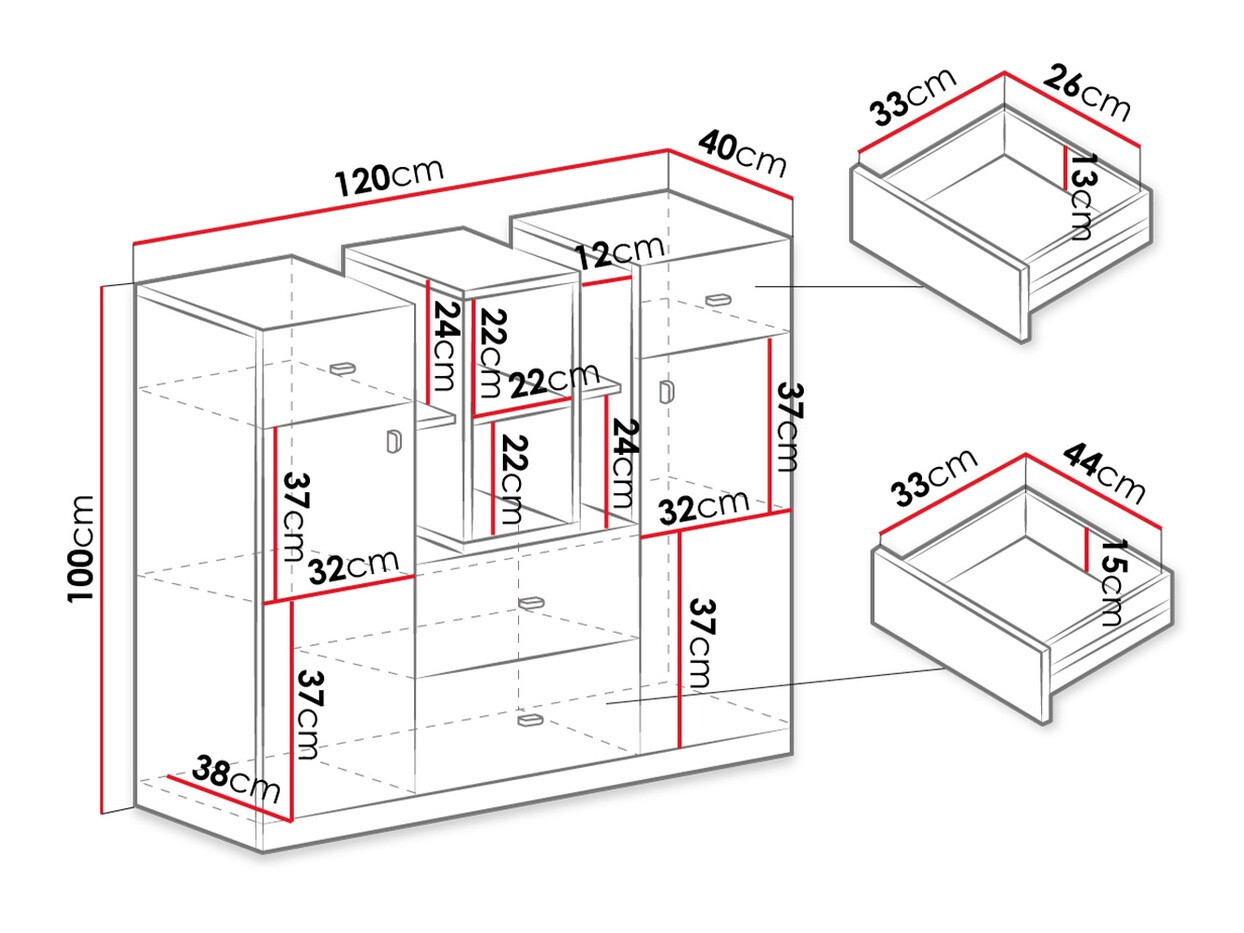 Cómoda Omaha E109 (Blanco + Turquesa)