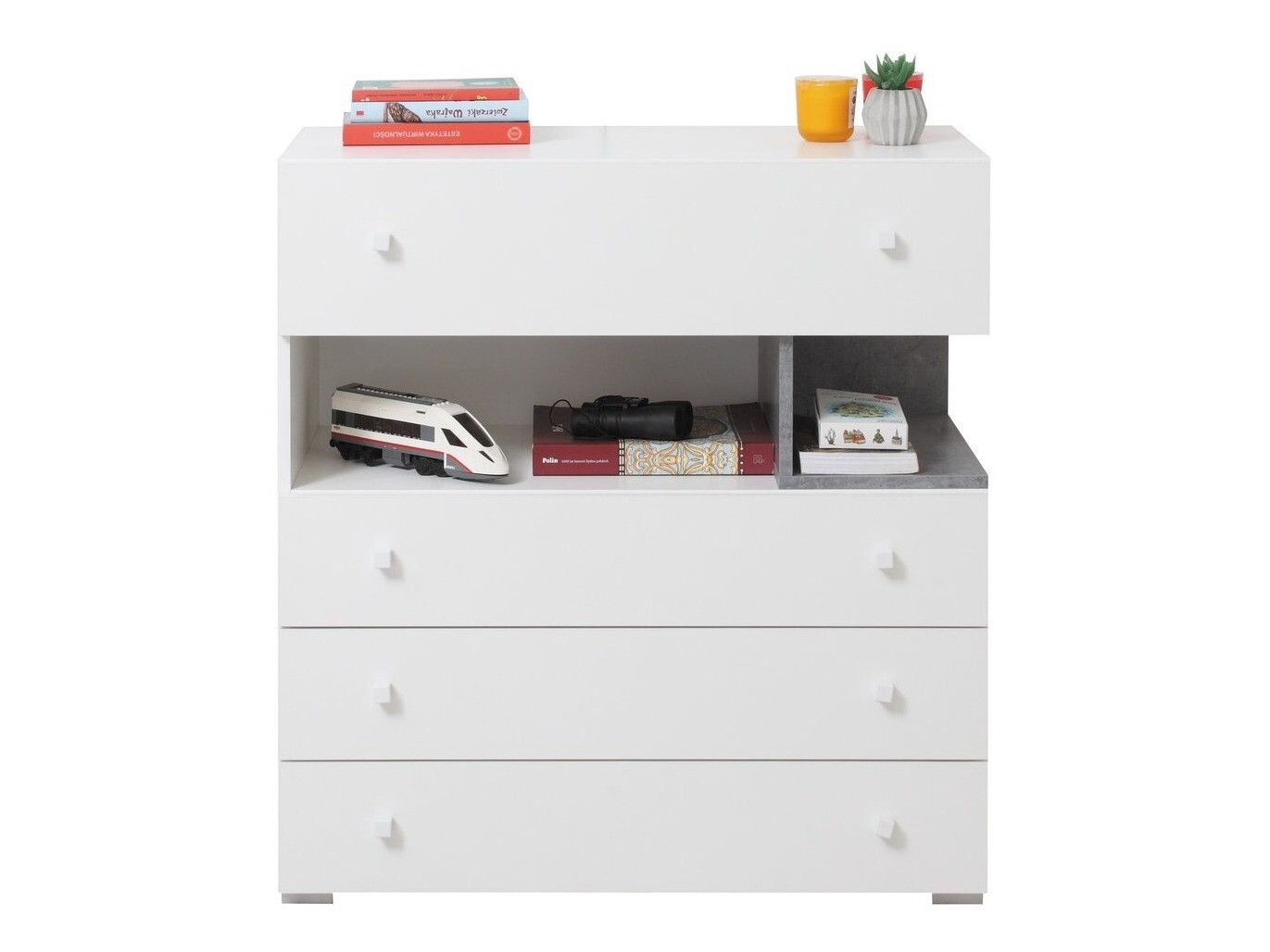 Cómoda Omaha J110 (Blanco + Hormigón)