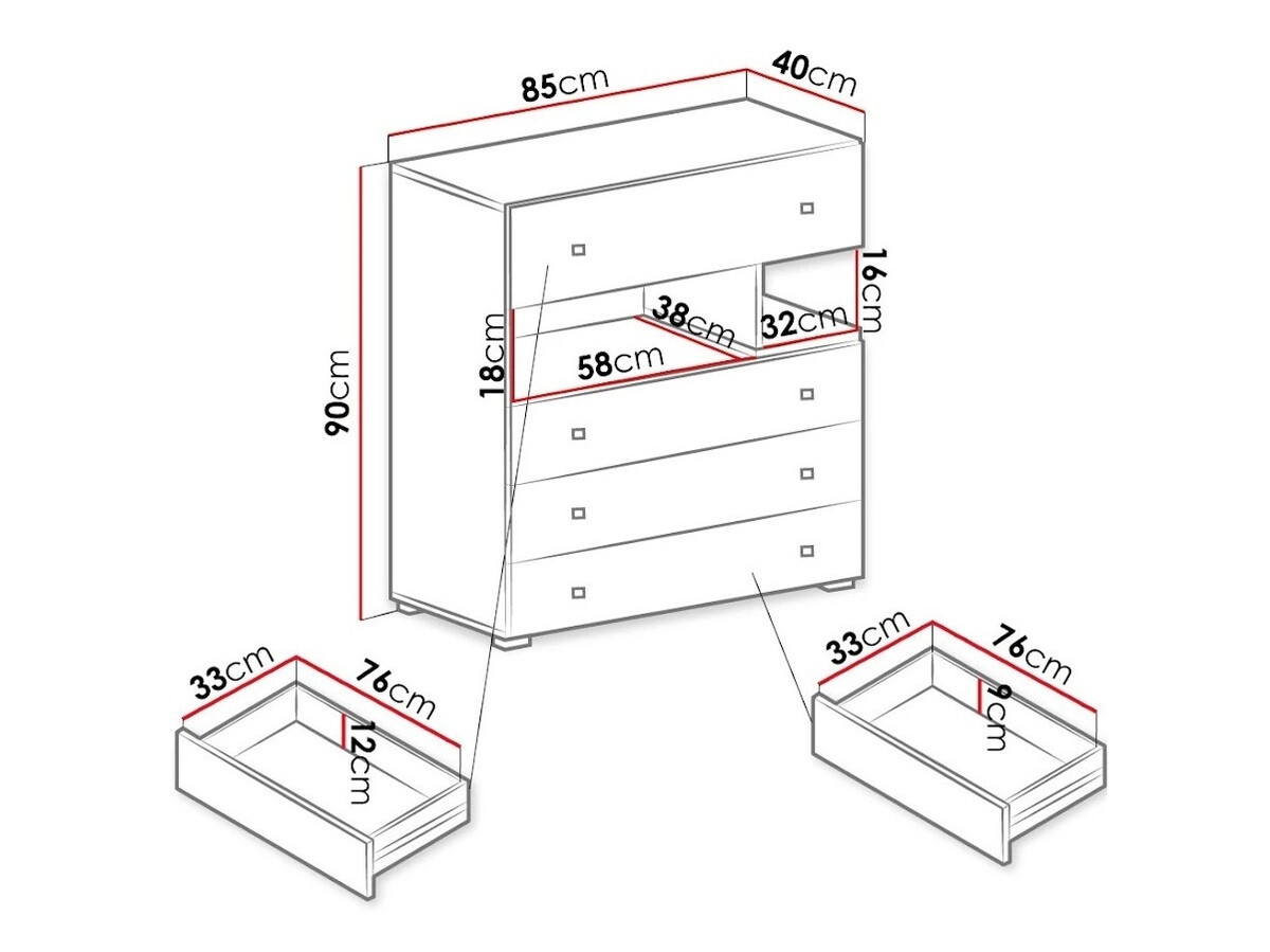 Cómoda Omaha J110 (Blanco + Hormigón)